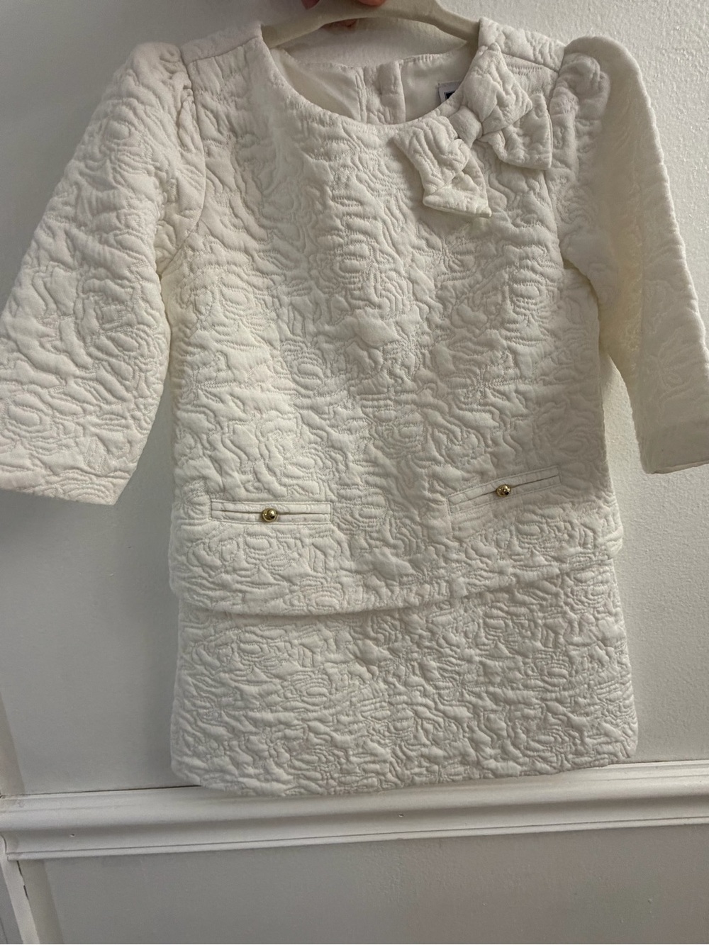 Janie and Jack Girls White Floral Jacquard Dress – Size 3 🤍✨
